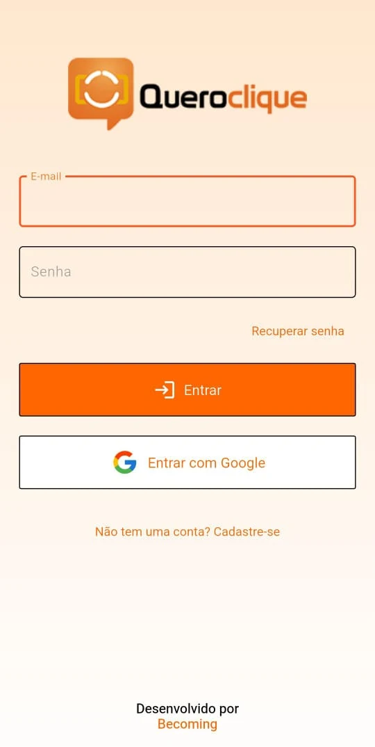 Tela do app Queroclique